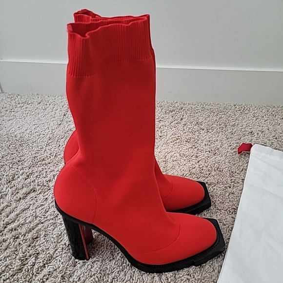 Alexander McQueen Red Sock Boots Size 39.5 - Picture 3 of 10